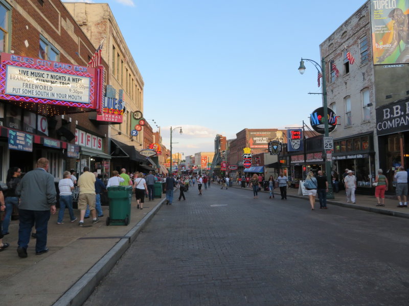 Beale St, Memphis. Food, and entertainment seven days a week